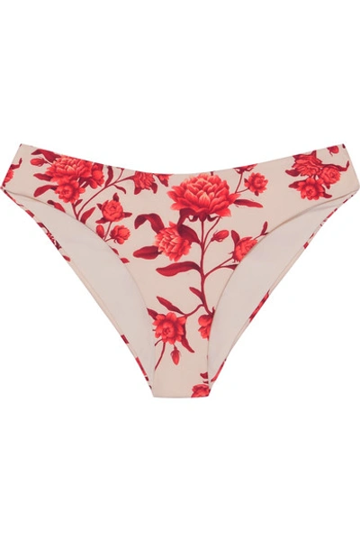 Shop Johanna Ortiz Floral-print Bikini Briefs In Red