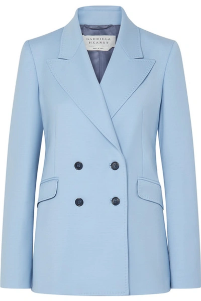 Shop Gabriela Hearst Angela Double-breasted Wool-blend Blazer In Blue