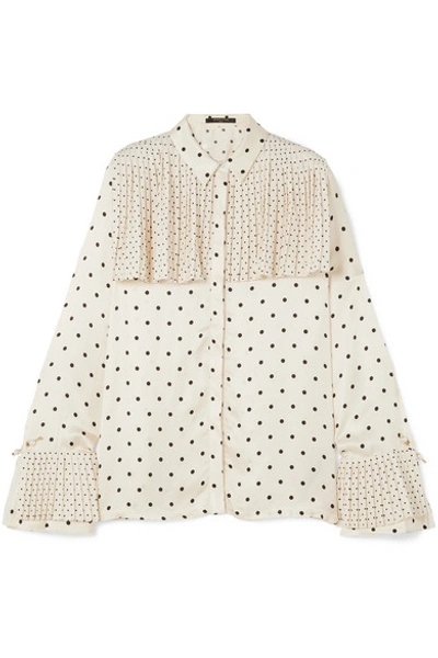 Shop Mother Of Pearl Jasper Pleated Polka-dot Satin Shirt In Ivory