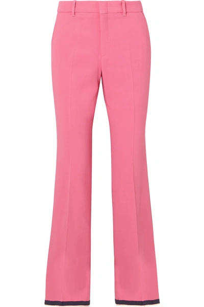 Shop Gucci Cropped Grosgrain-trimmed Cady Bootcut Pants In Pink