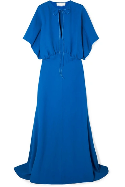 Shop Esteban Cortazar Crepe Marocain Gown In Cobalt Blue