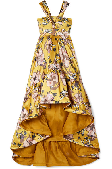yellow satin maxi dress