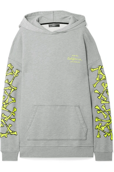 Shop Amiri Oversized Printed Cotton-jersey Hoodie In Gray