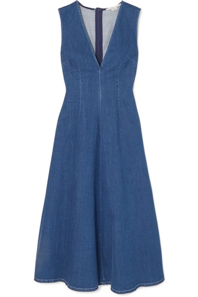 Shop Stella Mccartney Denim Midi Dress In Blue