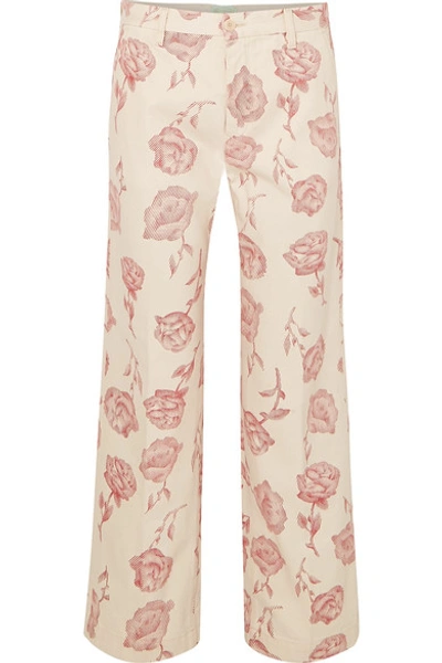 Shop Aries Floral-print High-rise Straight-leg Jeans In Pink