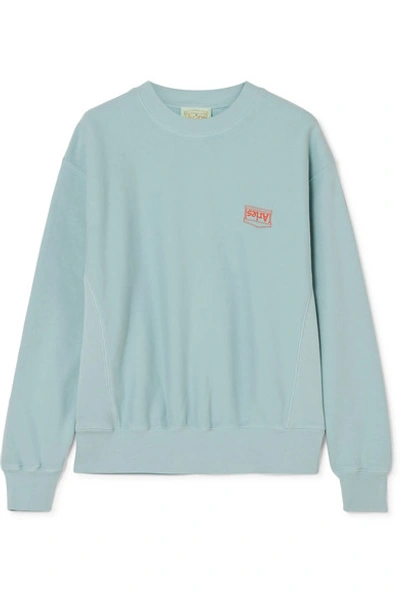 Shop Aries Printed Cotton-jersey Sweatshirt In Light Blue