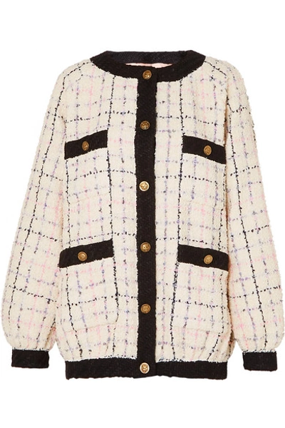 Shop Gucci Cotton-blend Bouclé-tweed Bomber Jacket In Ivory