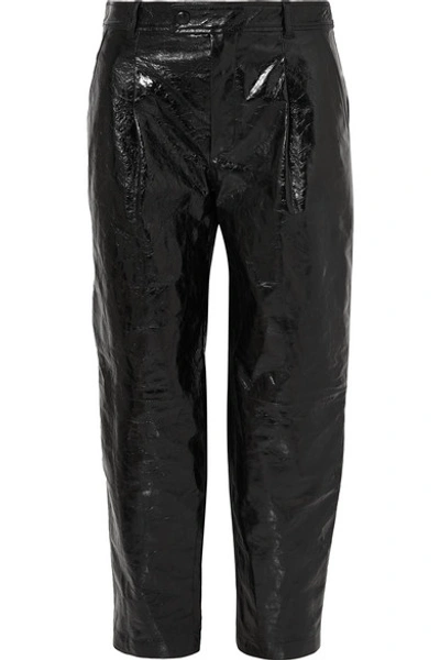 Shop Givenchy Glossed Textured-leather Straight-leg Pants In Black