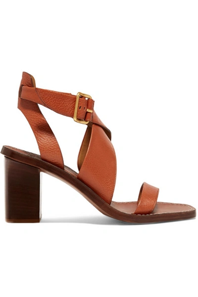 Shop Chloé Virginia Textured-leather Sandals In Tan