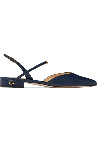 navy leather slingbacks