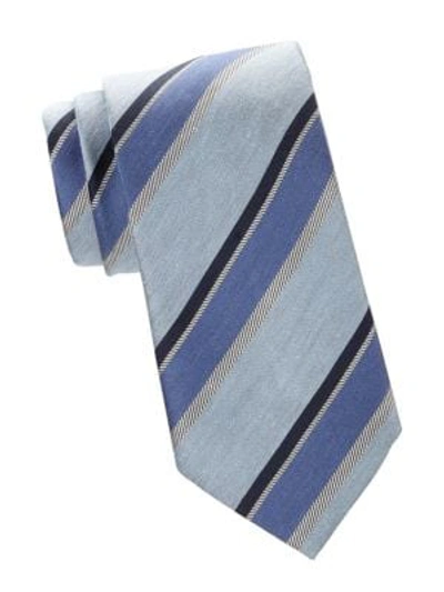 Shop Brioni Regimental Striped Silk Tie In Light Blue