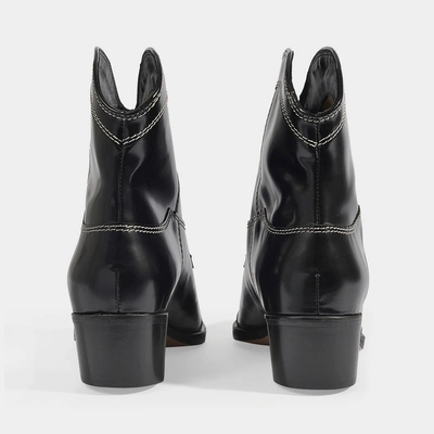 Shop Ganni | Meg Western Ankle Boots In Black Calfskin