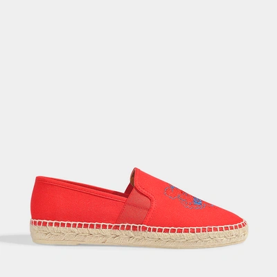 Shop Kenzo | Tiger Head Espadrilles In Red Cotton