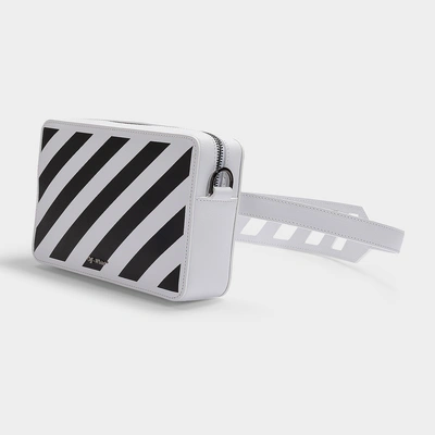Shop Off-white Off White | Diag Fanny Pack In White And Black Calfskin In Pink