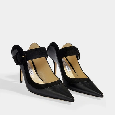 Shop Jimmy Choo | Hendrix 85 Pointed Mules In Black Nappa Leather And Suede