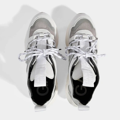 Shop Ganni | Brooklyn Trainers In Bright White Calfskin And Suede