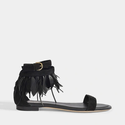 Shop Tod's | Feather Suede Sandals In Black Leather