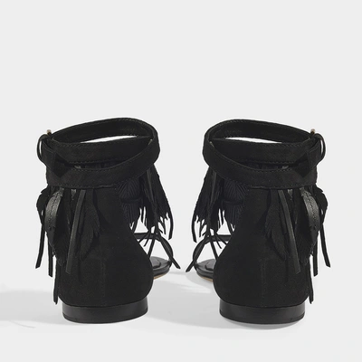 Shop Tod's | Feather Suede Sandals In Black Leather