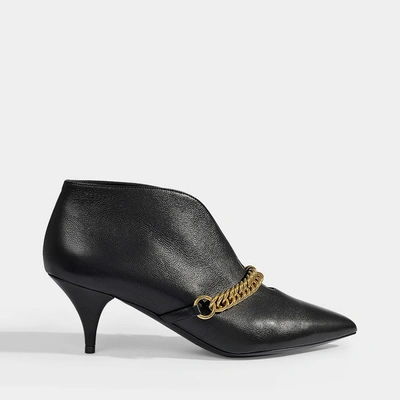 Shop Burberry | Bronwen Bootie With Chain In Black Calf Grain Leather