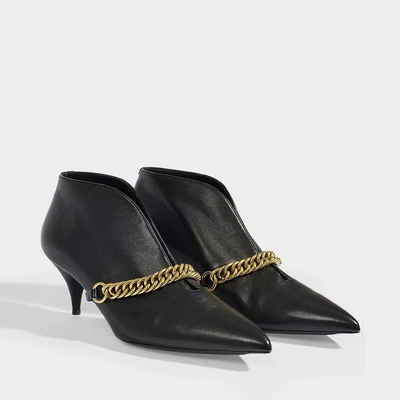Shop Burberry | Bronwen Bootie With Chain In Black Calf Grain Leather