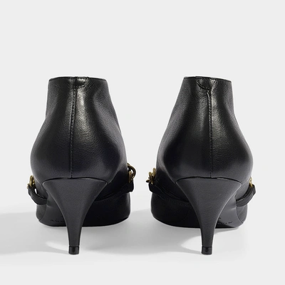 Shop Burberry | Bronwen Bootie With Chain In Black Calf Grain Leather