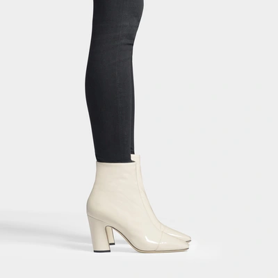 Shop Jimmy Choo | Mirren 85 Soft Patent Ankle Boots In Linen Soft Patent Leather