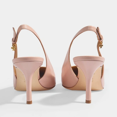 Shop Tory Burch | Penelope 65 Two Tone Slingbacks In Sea Shell Pink And Black Calf And Patent Leathers