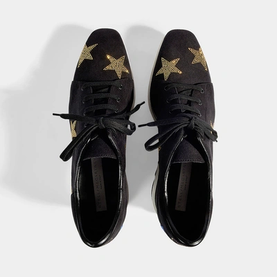 Shop Stella Mccartney | Sneakelyse Star Platform Trainers In Black And Gold Synthetic Fabric