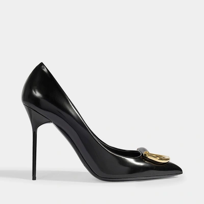 Shop Burberry Flanagan Pumps With Gold Detail In Blakc Goat Leather