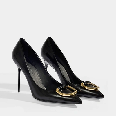 Shop Burberry Flanagan Pumps With Gold Detail In Blakc Goat Leather