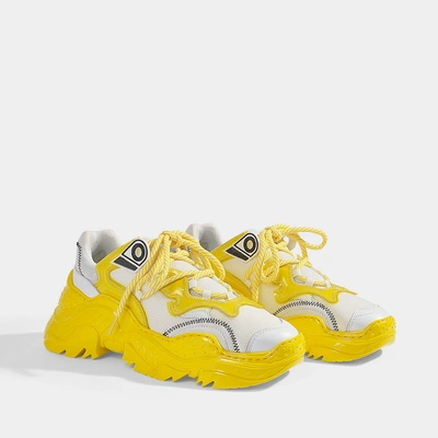 Shop N°21 N21 | Oversizesd Billy Sneakers In White And Yellow Calfskin