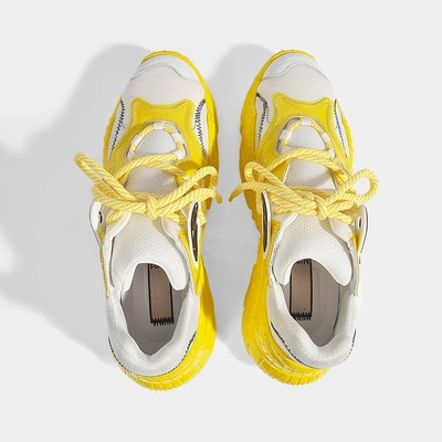 Shop N°21 N21 | Oversizesd Billy Trainers In White And Yellow Calfskin