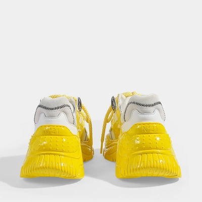 Shop N°21 N21 | Oversizesd Billy Sneakers In White And Yellow Calfskin