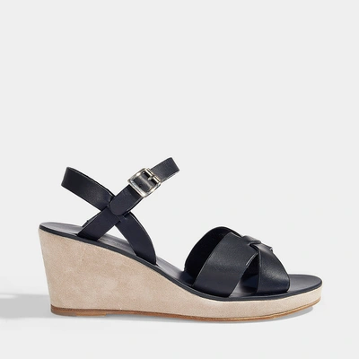 Shop Apc A.p.c. | Judith Sandals In Dark Navy Smooth Leather