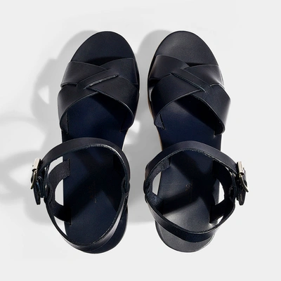 Shop Apc A.p.c. | Judith Sandals In Dark Navy Smooth Leather