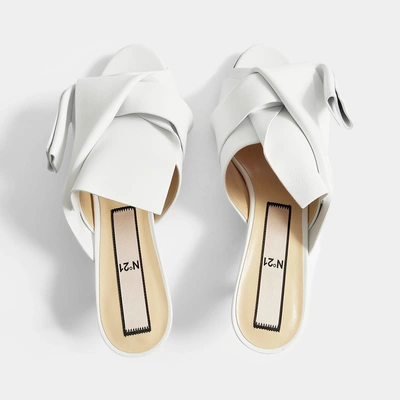 Shop N°21 N21 | Leather Tie Front Mule Shoes In White Nappa Leather