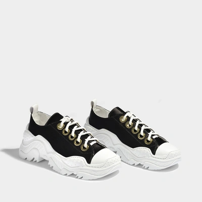 Shop N°21 N21 | Satin Exagerated Sole Sneakers In Black And White Satin