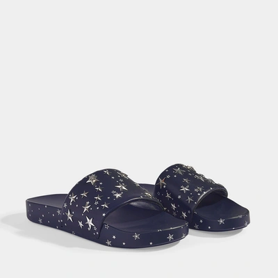 Shop Tory Burch | Star Slides In Perfect Navy And Silver Nappa Leather