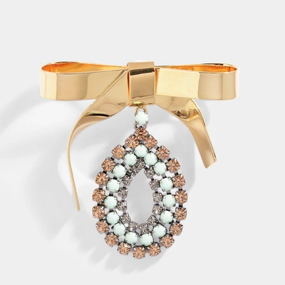 Shop Marni | Brooch In Mint Metal And Strass