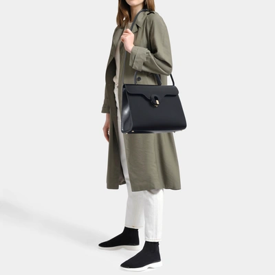 Shop Giorgio Armani | Musa Top Handle Bag In Black Calfskin