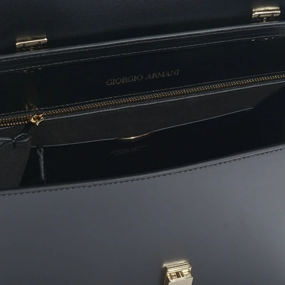 Shop Giorgio Armani | Musa Top Handle Bag In Black Calfskin