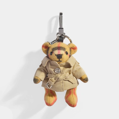 Shop Burberry Trench Thomas Bear Bag Charm In Antique Yellow Cashmere