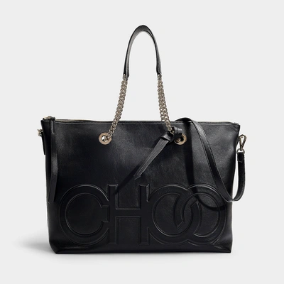 Shop Jimmy Choo | Allegra Tote In Black Nappa Leather With Embossed Choo Logo