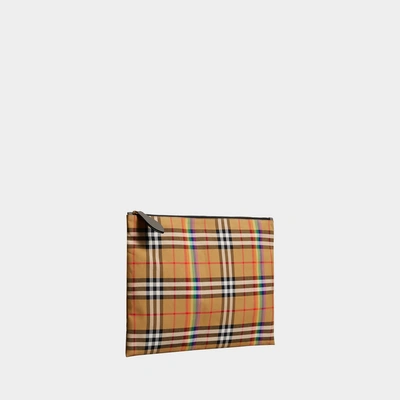 Shop Burberry | Large Zipped Pouch In Antique Yellow Cotton