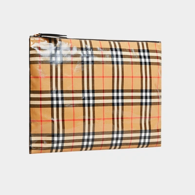 Shop Burberry | Large Zipped Pouch In Antique Yellow Vinyl