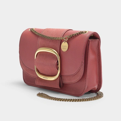Shop See By Chloé | Hopper Crossbody Bag In Rusty Pink Grained Cowskin And Suede