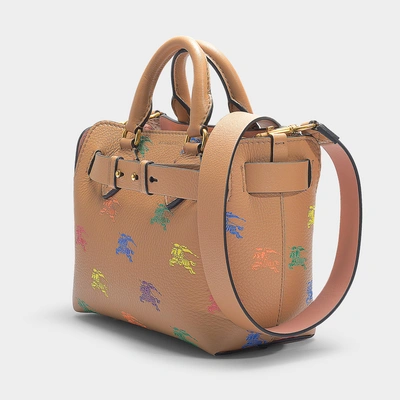 Burberry Horse Rainbow Baby Belt Printed Leather Tote Bag Camel