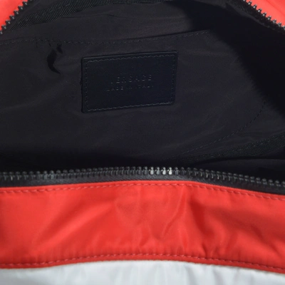 Shop Versace | 90's Vintage Logo Oval Belt Bag In Black, Red And White Nylon