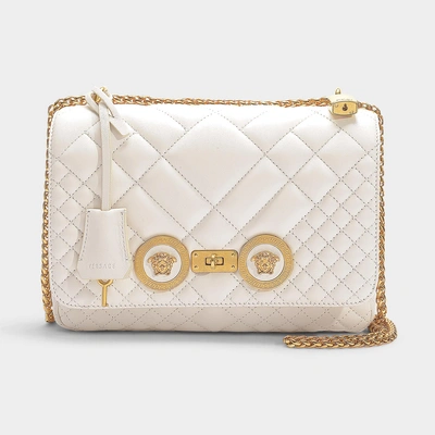 Shop Versace | Medium Icon Shoulder Bag In Off White Quilted Lamb Leather