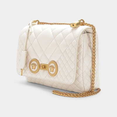 Shop Versace | Medium Icon Shoulder Bag In Off White Quilted Lamb Leather